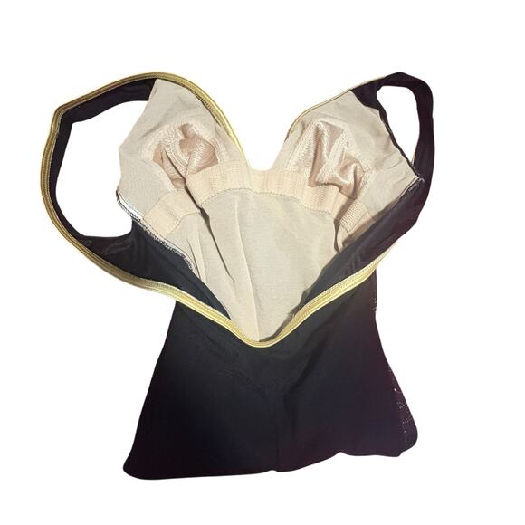 5 for $40 
Vintage Sierrna One Piece Swimsuit 4 button Gold Detail Navy & Black - Picture 5 of 6